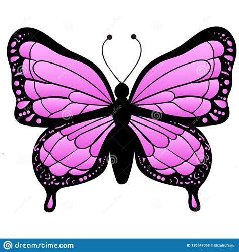 Purple Butterfly Isolated On White Background Stock Vector