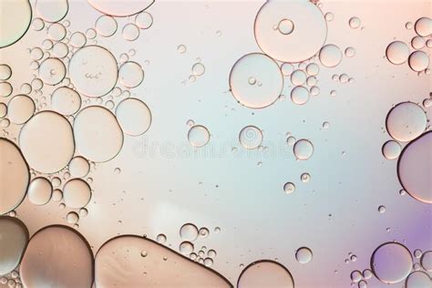 Colorful Artistic Of Oil Drop Floating On The Water Abstract Pastel Bubble Background Stock