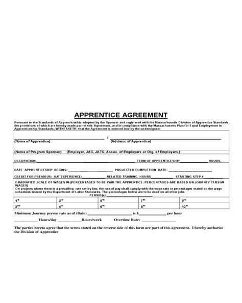 2022 Apprenticeship Agreement Form Fillable Printable Pdf And Forms
