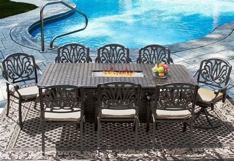 There is a 2 hole for umbrella in middle of table, lid (wooden cap. Heritage Outdoor Living Cast Aluminum Eli Outdoor Patio ...