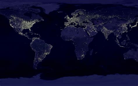 Download Wallpapers World Map Night City Lights Earth At Night View