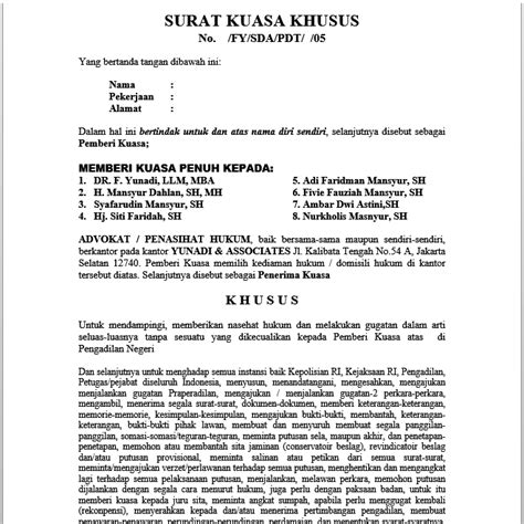 Biasanya orang membuat surat kuasa, karena. Contoh Surat Kuasa Khusus Pidana dan Perdata