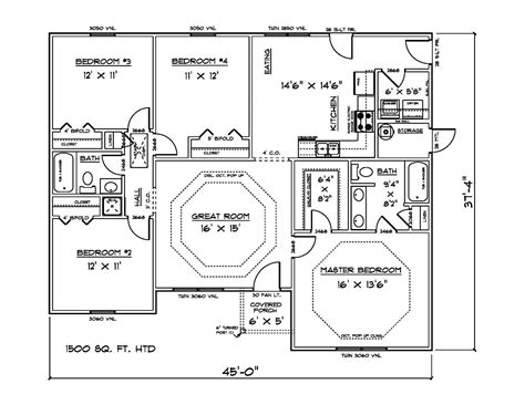 3 bedroom attached 1500 square feet (139 square meter) (167 square yards)single floor house plan. Inspiring 1500 Sq Ft Home Plans Photo - Home Plans & Blueprints | 27237