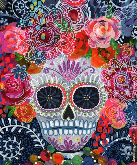 Day Of The Dead Sugar Skull Print Skull Print Dia De Los Etsy Mexican Art Cultural Art