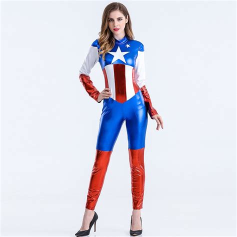 Sexy Captain America Costume Women Halloween Carnival Cosplay Costume Jumpsuit Movie Avengers