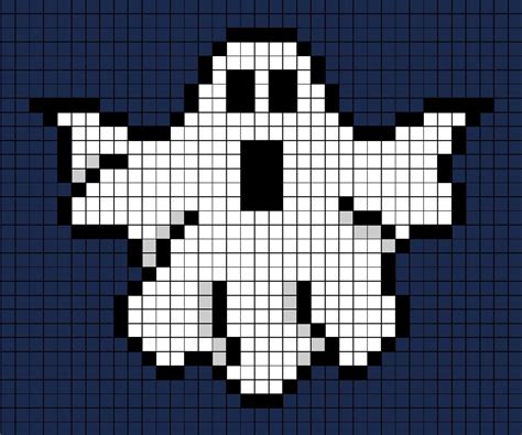 A Pixel Art Template Of A Cartoon Ghost Easy Perler Bead Patterns