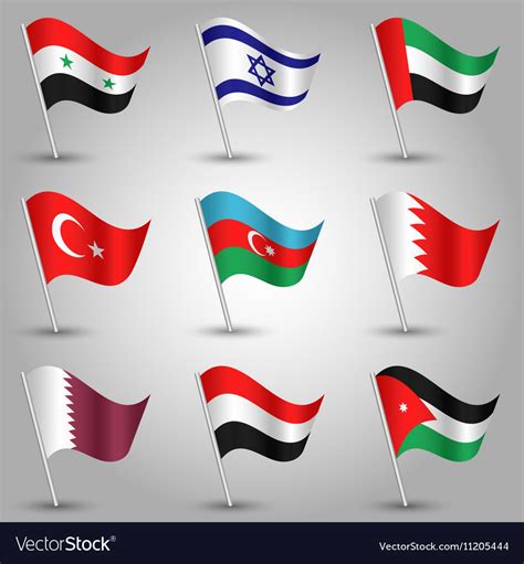 Set Of Flags Countries Of Western Asia Royalty Free Vector