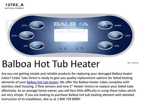 Best Balboa Hot Tub Heater By Cedar Tubs Direct Issuu
