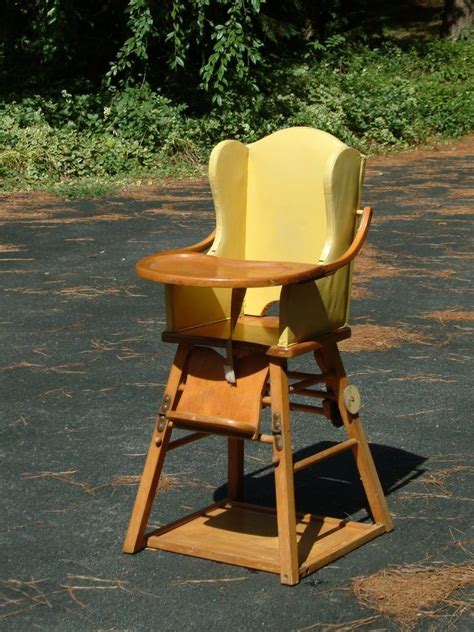 10 best images about antique high chairs on pinterest. Vintage Wood High Chair Convertible Retro | High chair ...