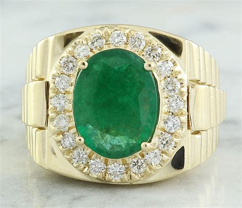 Sold Price 459 Ctw Mens Emerald 18k Yellow Gold Diamond Ring March 1 0120 1200 Am Pdt