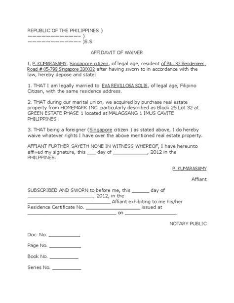 Rcw 50.24.040) then provide all of the requested information. Affidavit of Waiver (1)