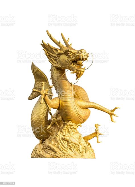 Golden Dragon Statue On White Stock Photo Download Image Now 2015