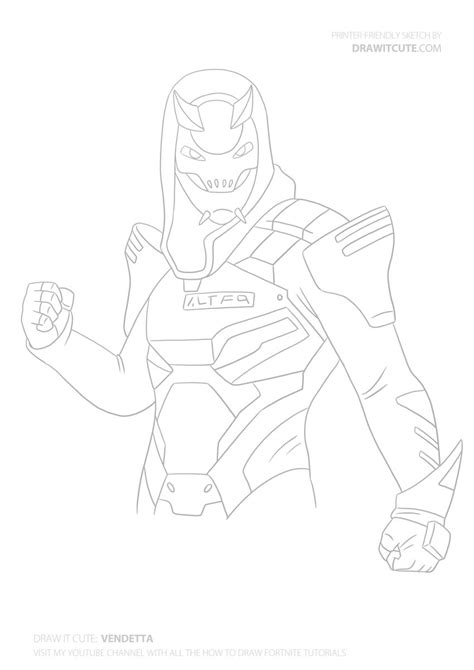 How To Draw Vendetta Step By Step Guide With Coloring Page Fortnite