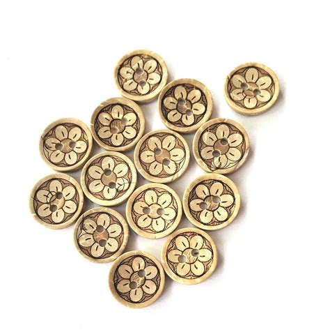 Flower Coconut Buttons Small Coconut Shell Buttons Recycled Etsy