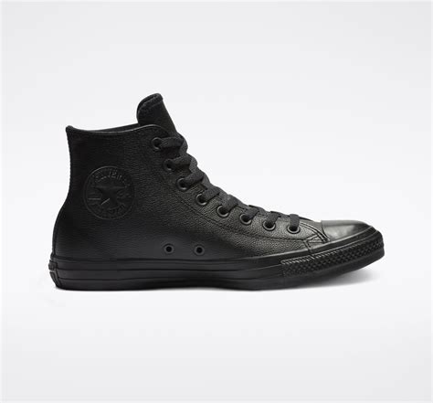 Converse All Black Chuck Taylor All Star Leather Hi Top Shoes