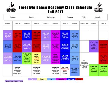 Class Schedule Dance Classes In Chalfont And Warrington Pa Freestyle