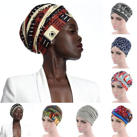 Women Bohemian Turban Wrap Scarf African Head Scarf Muslilm Hijab Long Tail Cap African Head