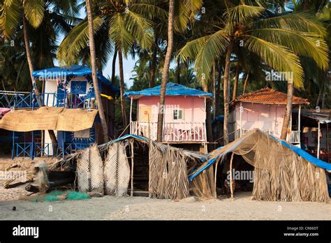 India Goa State Palolem Bungalow Under Coconut Trees On The Seaside