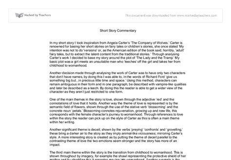 Short Story Commentary A Level English Marked By