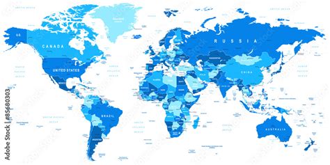 Highly Detailed Vector Illustration Of World Mapborders Countries And