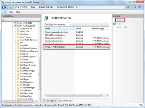 Configuring Windows Ad Authentication Kentico Documentation