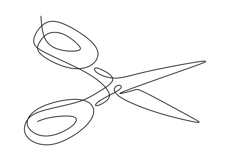 Continuous One Line Drawing Of Scissors Icon Design Element For