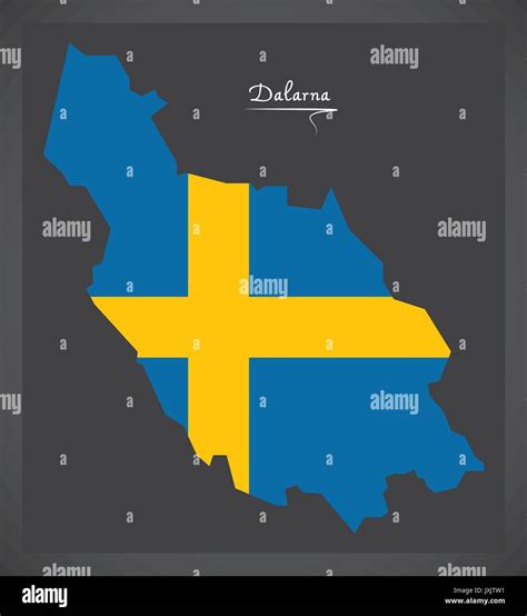 Dalarna Map Of Sweden With Swedish National Flag Illustration Stock