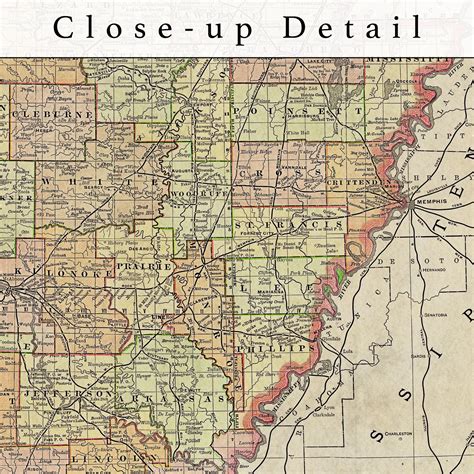 1897 Arkansas Map Print Vintage Map Art Antique Map Old Maps