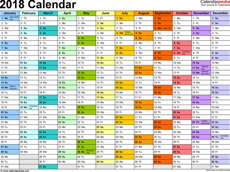 Calendar Spreadsheet Template 2018 — Db