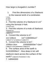 Copy Of A Mole Of Starburst Docx How Large Is Avogadros Number