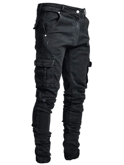Cargo Denim Black Streetwear Men Outfits Black Jeans Men Mens Clothing Styles