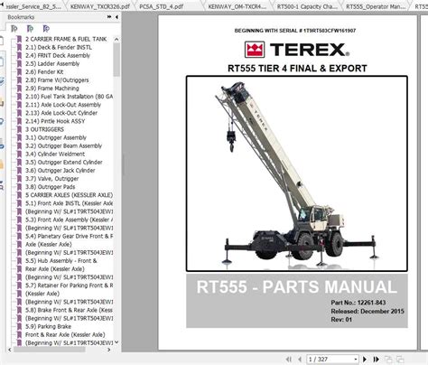 Terex Rough Terrain Crane Rt555 2016 Workshop Manual Spare Parts