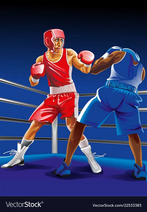 two boxers fighting on the ring one is punching vector image