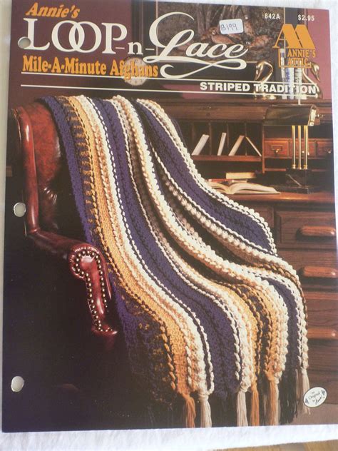 Annies Loop N Lace Mile A Minute Afghans Striped Tradition No842a