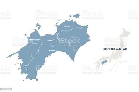 Shikoku Map Japan Region Vector Map Stock Illustration Download Image