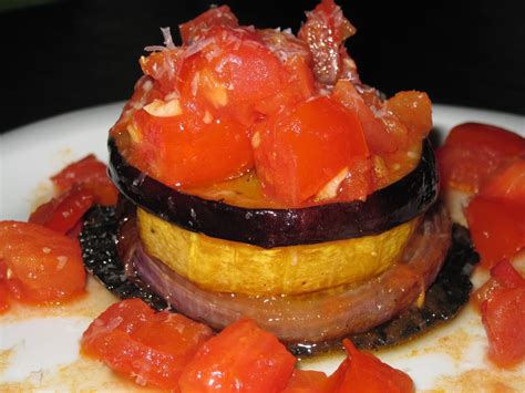 Roasted Vegetable Tower With Sauteed Tomatoes At Home With Vicki