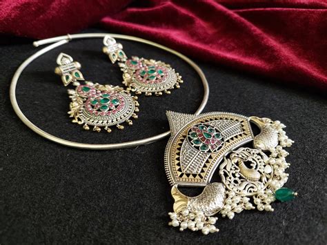 Oxidized Hasli Oxidized Indian Jewelry Silver Look Alike Etsy