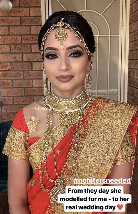 Orange Saree Indian Bridal Makeup South Indian Bride Skin Makeup Sari Nails Fashion Make