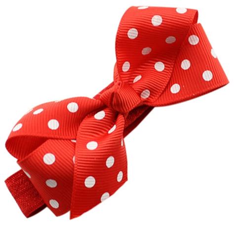 New And Fashion Girl Cute Polka Dot Hair Ribbon Bows Headband Elastic