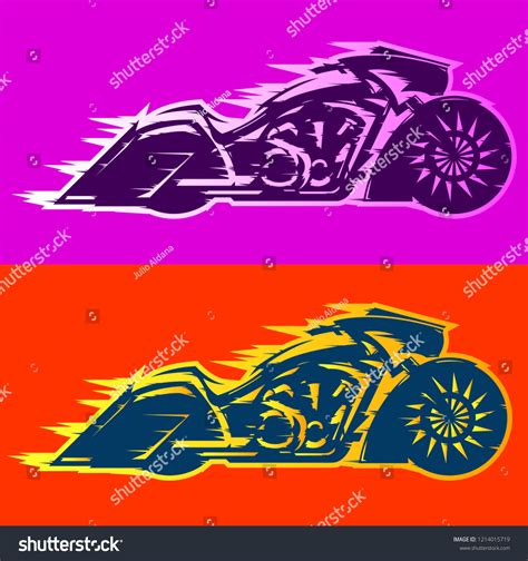 Motorcycle Vector Illustration Bagger Style Baggers Stock Vector