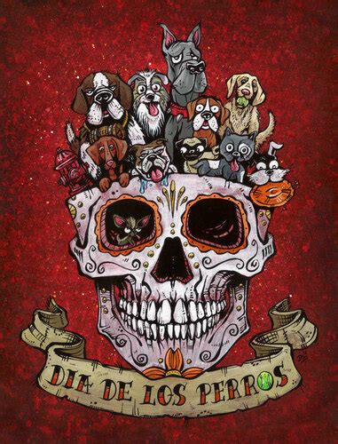 Dia De Los Perros By David Lozeau Canvas Giclee Day Of The Dead Dogs