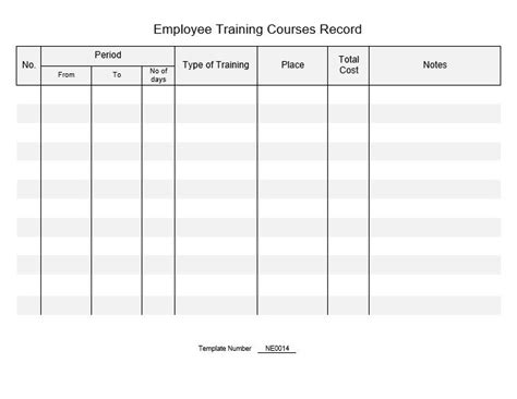 There are employees who are not simply after the pay but rather prioritize individual development, seeing the training as one of the best ways they can learn and grow. NE0014 Template for Employee Training Courses Record ...
