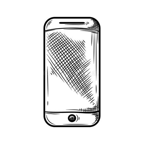 Smartphone Line Outline Style Vector Mobile Phone Sketch Icon Stock