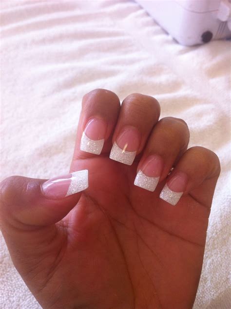 White French Nails With Glitter White French Nails French Tip
