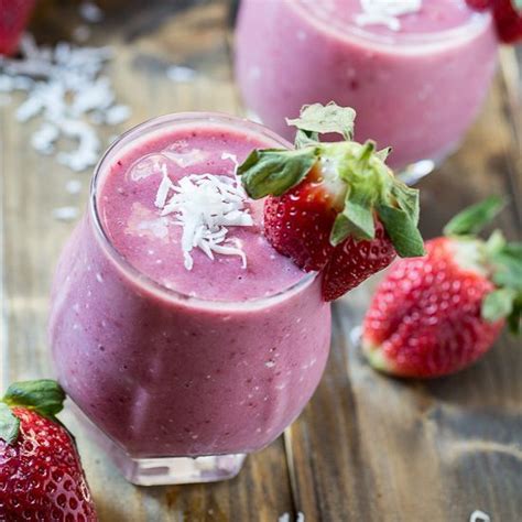 Strawberry Coconut Smoothie Recipe Beverages With Bananas Frozen Strawberries Unsweetened