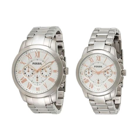 Welcome to amazon uk's fossil watches range. Jual Fossil His & Hers White Dial Stainless Steel Band ...