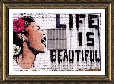 Framed Poster Life Is Beautiful Banksy Framed Art Oil Painting Print