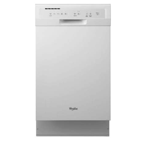 Whirlpool 18 In Front Control Dishwasher In White With Stainless Steel