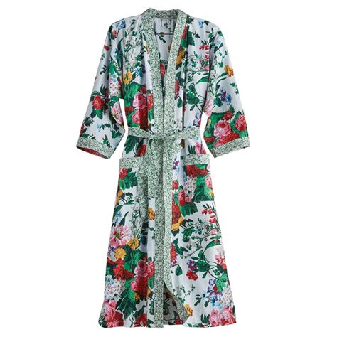 Womens Cottage Garden Robe Belted Floral Print Kimono Cotton Ebay
