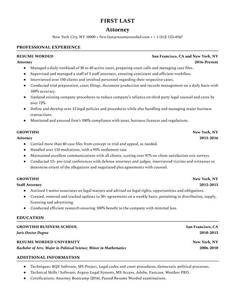 Legal Resume Examples For Resume Worded Resume Worded